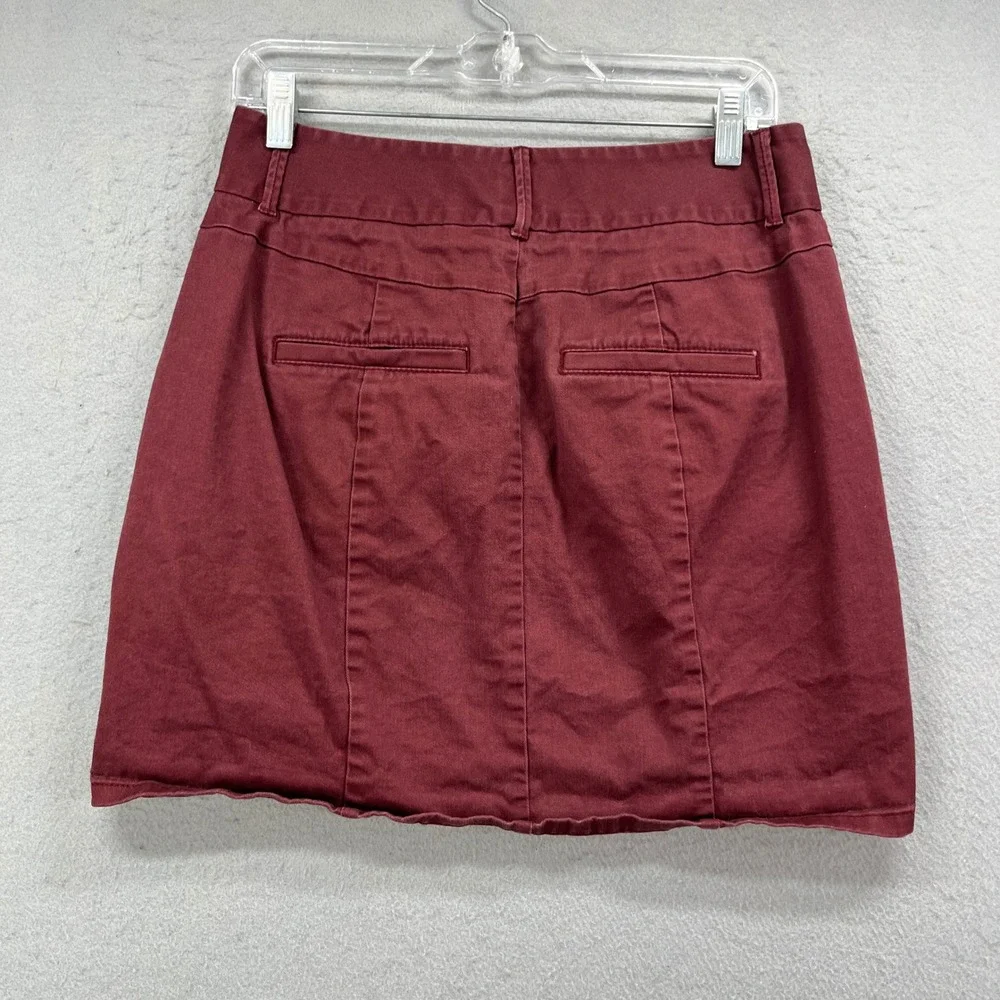 LOFT Skirt Womens 6 Rust Red Button Fly Utility Cotton Stretch Casual
